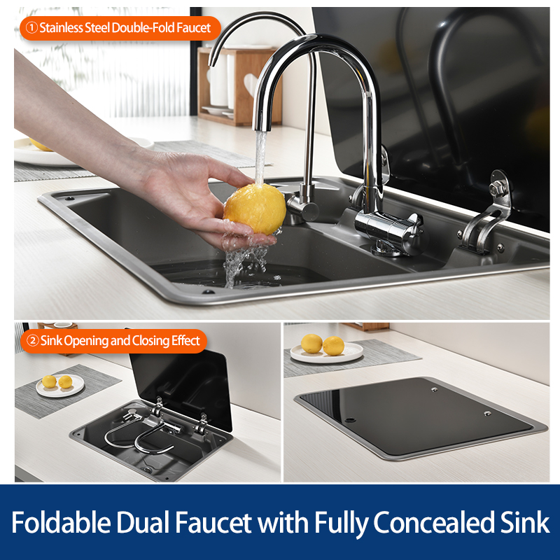 RV 캠핑카용 뚜껑이 있는 스테인리스 스틸 싱크대, 공 - Faucet 리뷰 및 가격